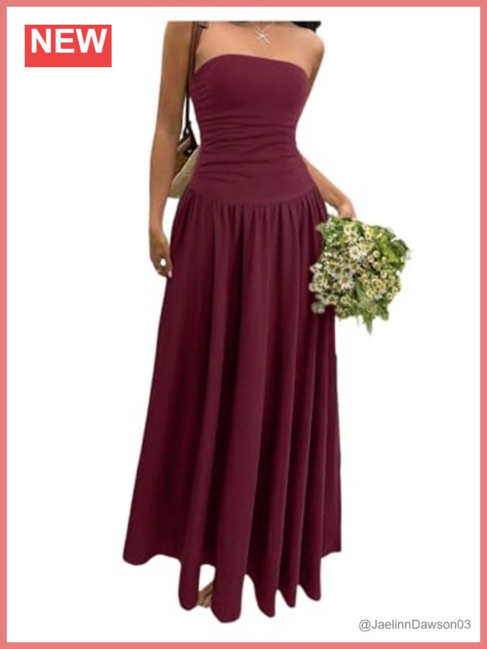 Drop Waist Ruched Strapless Backless A Line Maxi Dress Sleeveless